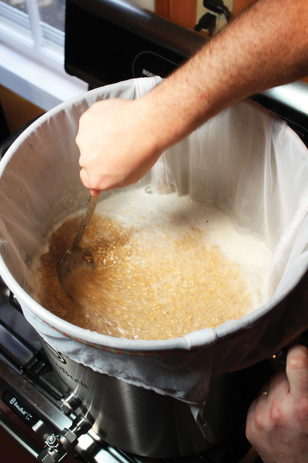 mashing in with a brew-in-a-bag, single-vessel system