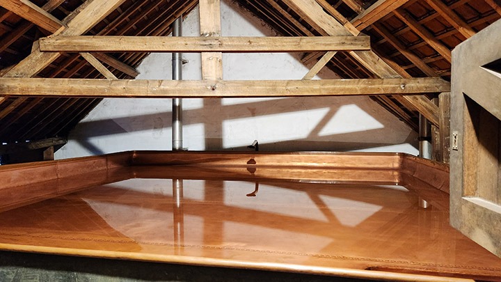 The coolship at Brasserie Cantillon in Brussels, Belgium.