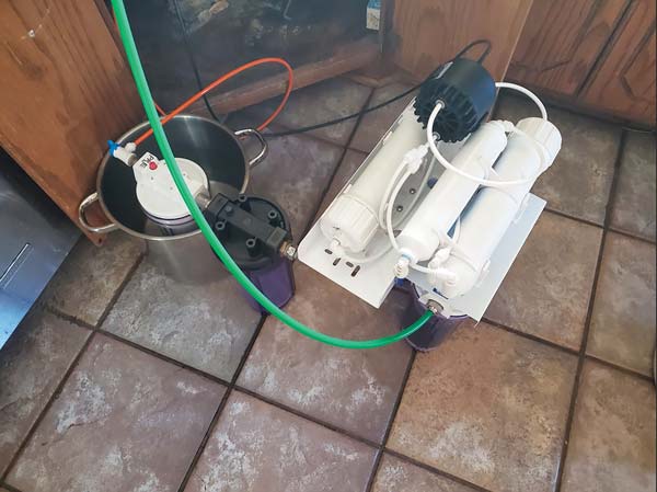 completed 0 TDS water filter system with 2 prefilters, 2 RO systems, and 2 deionization filters