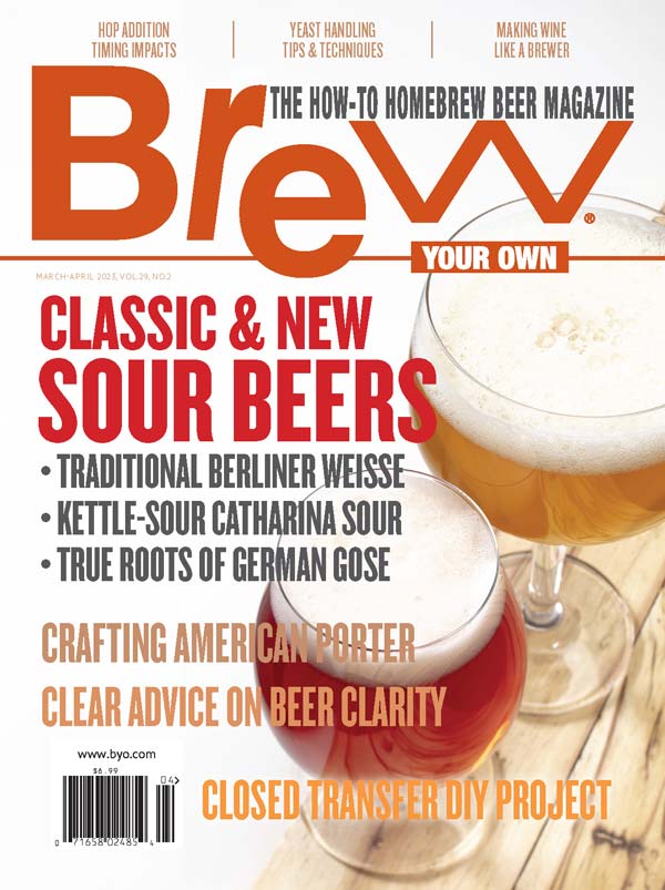 march-april 2023 BYO cover image with classic and new sour beers