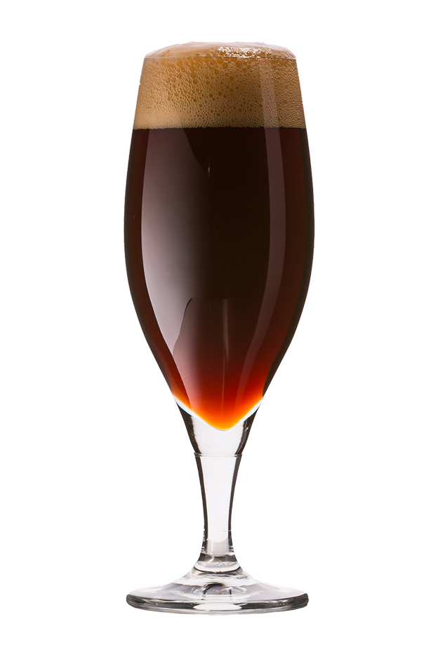 Stem glass with dark lager.