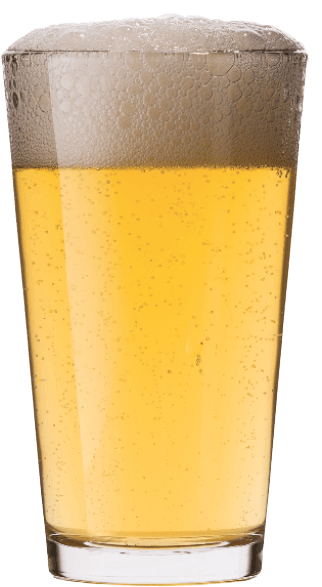 classic american pilsner with staw-golden hue in shaker pint glass
