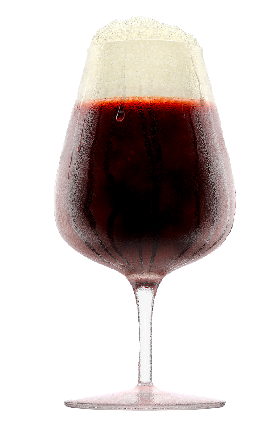 Stem glass of dark beer.
